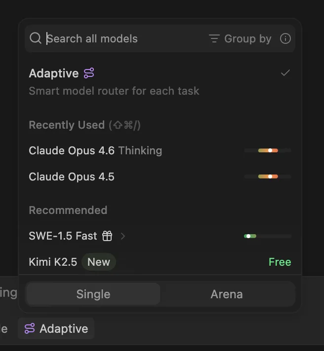 Adaptive model picker